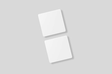 Floating blank square business card for mockup. 3D Render.