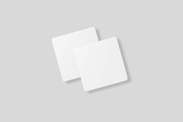 Floating blank square business card for mockup. 3D Render.