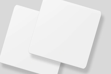 Floating blank square business card for mockup. 3D Render.