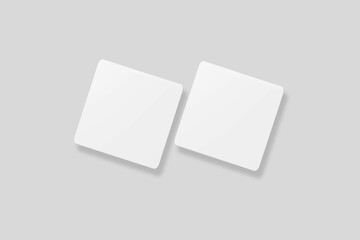 Floating blank square business card for mockup. 3D Render.