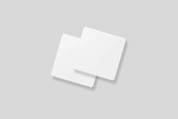 Floating blank square business card for mockup. 3D Render.