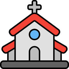 church outline color icon