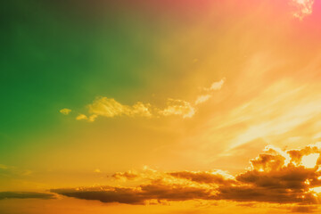 Colorful cloudy sky at sunset. Gradient color