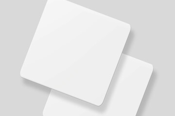 Floating blank square business card for mockup. 3D Render.