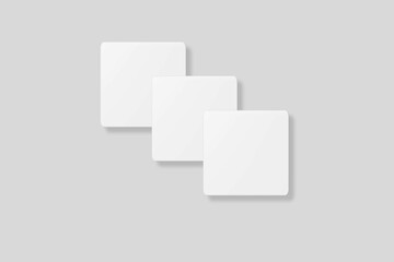 Floating blank square business card for mockup. 3D Render.