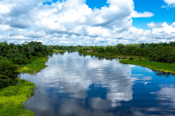 Obraz na płótnie Canvas Peru. Aerial view of Rio Yanayacu. Top View of Amazon Rainforest, near Iquitos, Peru. South America. 