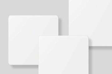 Floating blank square business card for mockup. 3D Render.