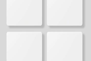 Floating blank square business card for mockup. 3D Render.