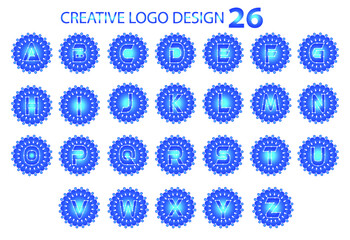 Letter A to Z with circle dot logo and icon design template bundle