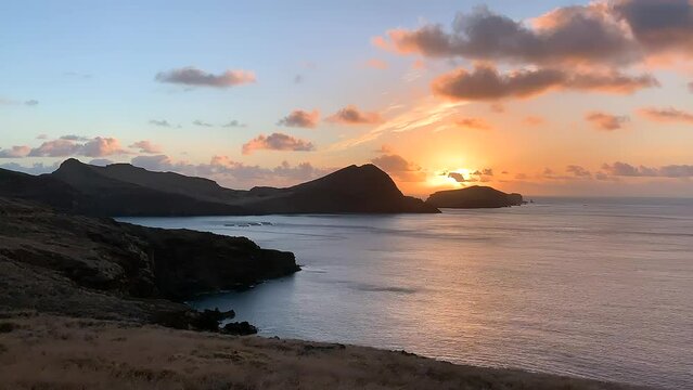 Sunrise time-lapse of Ponta de Sao Lourenco peninsula Madeira Portugal
