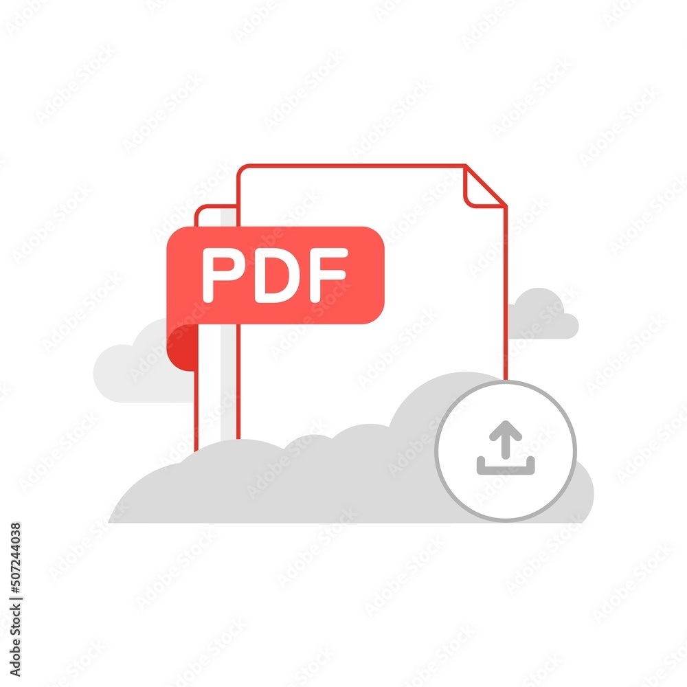 Poster upload document with pdf format file concept illustration flat design vector eps10. modern graphic e