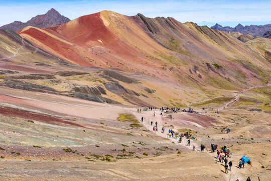 Vinicunca, Cusco Region, Peru. Montana de Siete Colores, or Rainbow Mountain. South America. 
