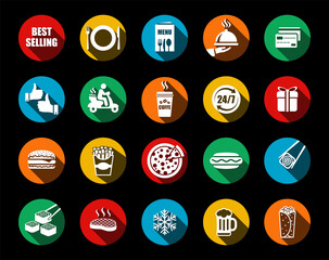 Set of icons food delivery and fast food online store in vector - 507244612