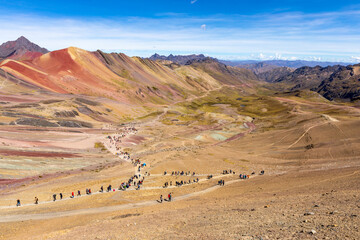Vinicunca, Cusco Region, Peru. Montana de Siete Colores, or Rainbow Mountain. South America. 