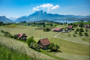 Landscape of Rigi, Lake Lucerne and Pilatus mount. Switzerland.