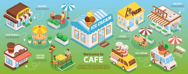 Isometric Street Cafe Infographics