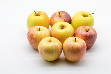 Group of ripe apples isolated on a white background.