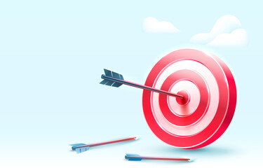 Target landing page, banner business 3d icon. Vector