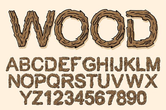 Alphabet wood style text vector
