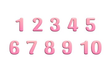 3d pink numbers on white background