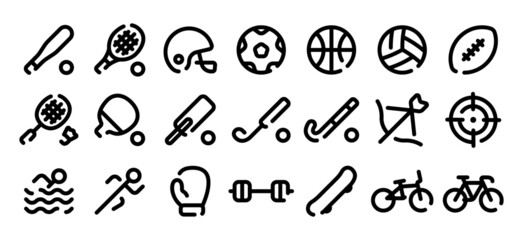 Sports icon set (Soft bold line version)