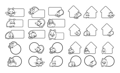 Fototapeta premium Nameplate design for room with line art hamster theme