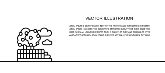 Vector fruit garden landscape one line icon. Continuous one line illustration.