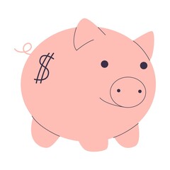 Ceramic piggy bank for storing money. Simple flat vector isolated on white background