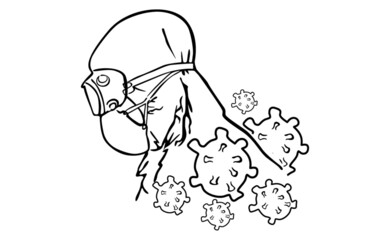 Obraz premium pandemic health worker line art