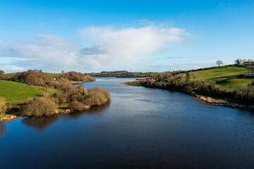 Aerial view of Spring quoile river,Downpatrick,Northern Ireland