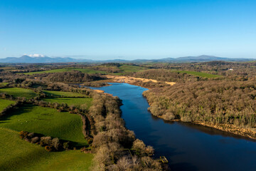 Fototapeta na wymiar Aerial view of Spring quoile river,Downpatrick,Northern Ireland