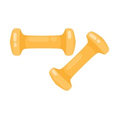 Rubber coated dumbbells. Equipment for gym workout cartoon illustration isolated on white background