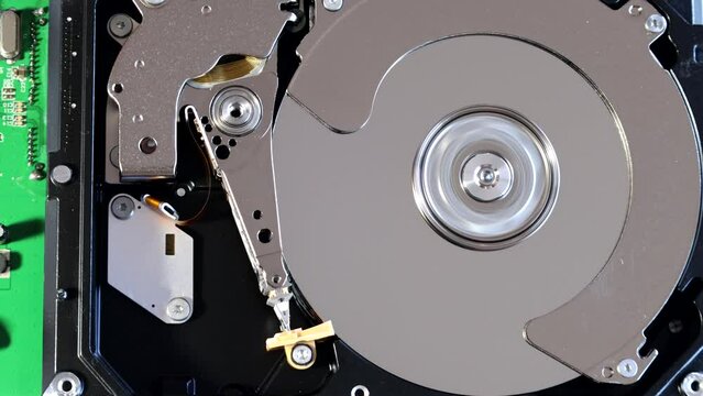 View of a opened hard disk working