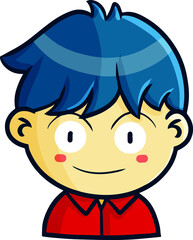 Funny dark blue hair male portrait cartoon illustration