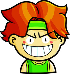 Funny orange hair male portrait cartoon illustration
