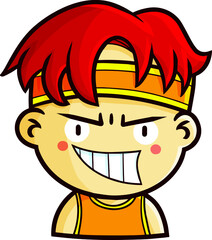 Cool red hair male portrait cartoon illustration