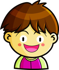Funny brown hair male portrait cartoon illustration