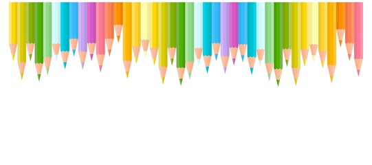 Background for web design. Colored pencils. Colorful art template for a header. Creativity. Drawing. Vector. 