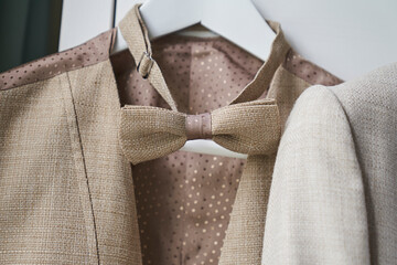 elegant men's vest and bow tie made of linen and natural fibers