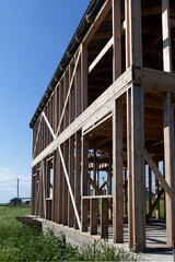 Construction of a wooden frame house