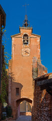 The bell tower in Roussillon, Vaucluse region, Provence, France - obrazy, fototapety, plakaty