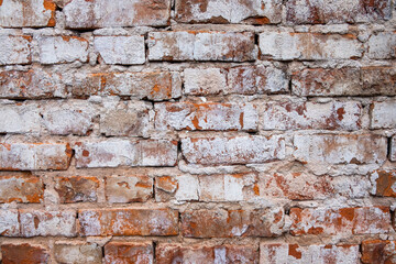 Old red brick wall, brick background.