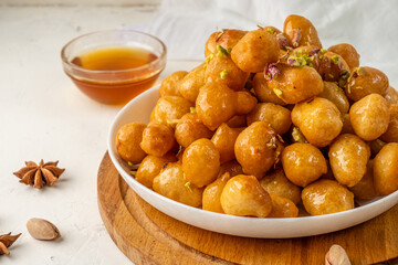 Lokma, Turkish sweet, fried dough balls. traditional sweet