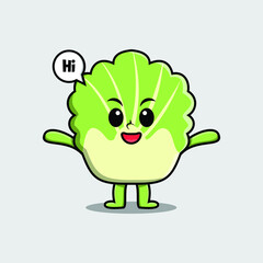 Cute cartoon chinese cabbage character with happy expression in modern style design 