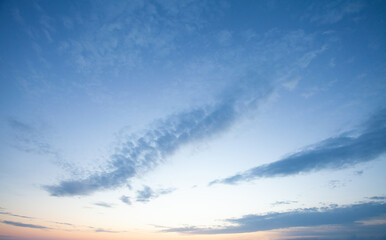 Golden hour after sunset, sky clouds background