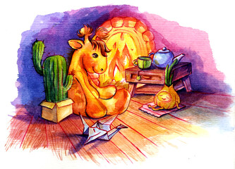 Watercolor illustration my favorite toys