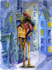 Watercolor drawing home is where i am