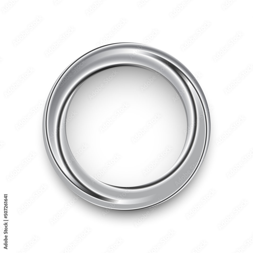 Poster silver shining circle text frame illustration. glowing round border with copyspace on white backgrou