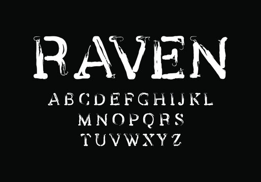 Serif font with a retro horror style. Vector fonts for typography, titles, posters, or logos