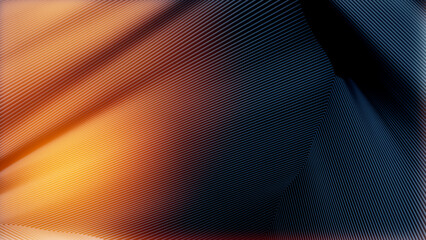 Bright teal or blue metal shapes background with orange light - digital art - abstract 3D illustration